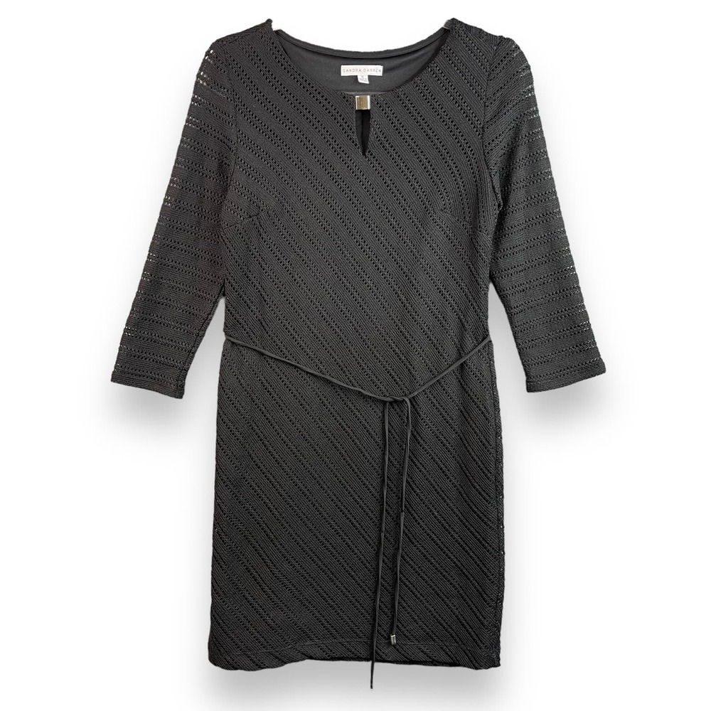 Sandra Darren Sweater Sheath Dress Womens Size 6 Long Sleeve Black